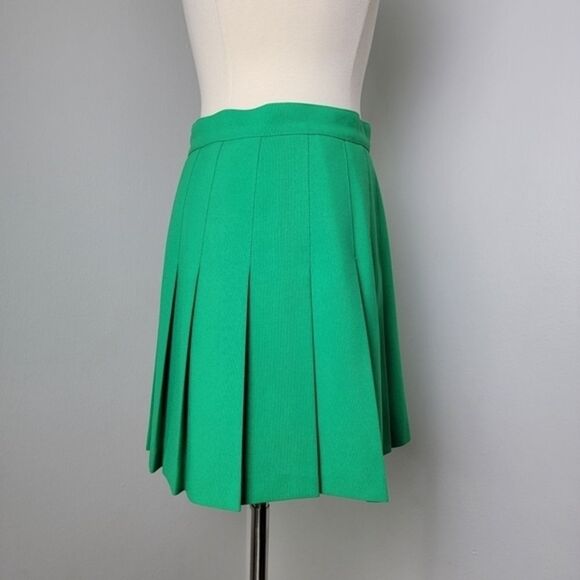 Vintage 80s/90s Green High Waist Pleated Mini Tennis Skirt Size 14 - Picture 3 of 10